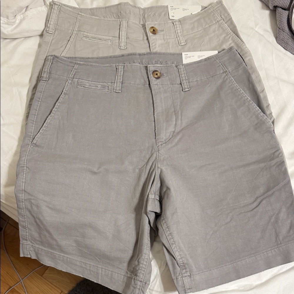 American Eagle Outfitters Light Gray and Khaki Shorts -